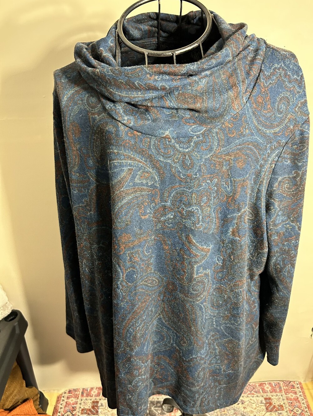 size extra large womens top paisley print knit blouse dress casual shirt